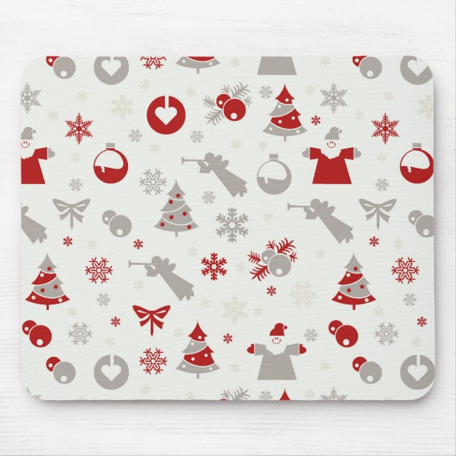 Cute Santa Christmas Holiday Pattern Mouse Pad (Front)