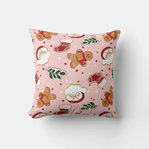 Cute Santa & Christmas Pattern Paper Throw Pillow