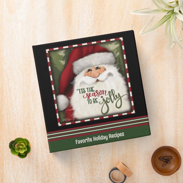 Cute Santa Christmas Recipe Red Green Dots Binder (In Situ)