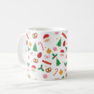 Cute Santa & Christmas Treats Pattern Mug