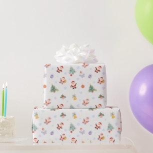 Cute Santa Christmas Tree Holiday Wrapping Paper