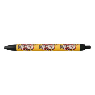 Cute Santa Claus and Deer Christmas HolidayFestive Black Ink Pen