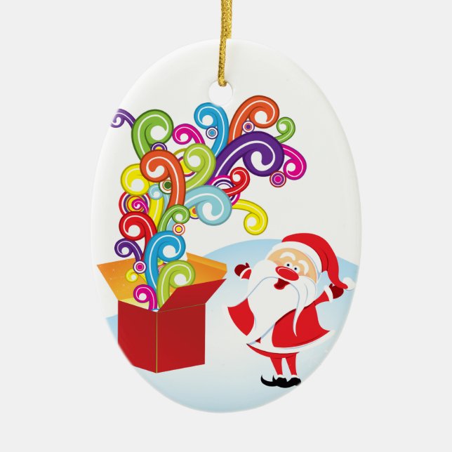 Cute Santa Claus And Gift Box Christmas ornament (Front)