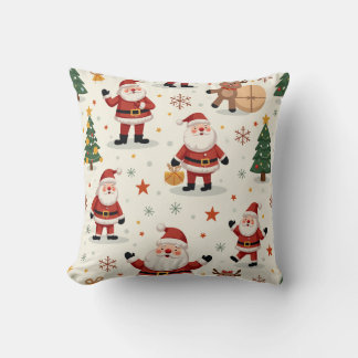 Cute Santa Claus and Rudolph decorated the Christm Throw Pillow