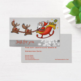 Cute Santa Claus Business Gift Card Certificates