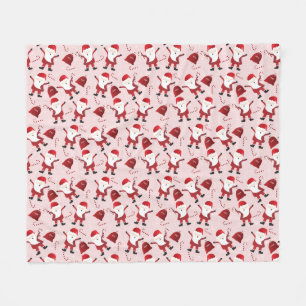 Cute Santa Claus Candy Cane Pattern Red Fleece Blanket