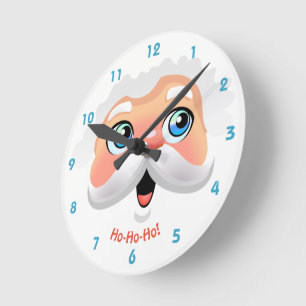 Cute Santa Claus Cartoon Round Clock