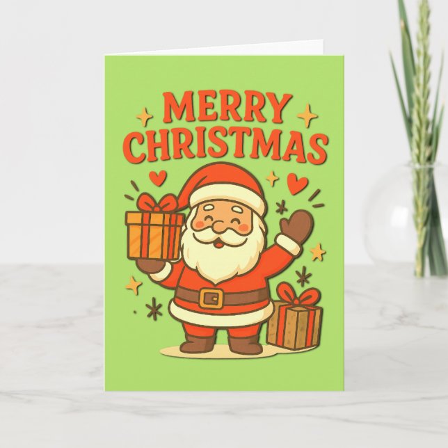  Cute Santa Claus Christmas Art –  Merry Christmas Card (Front)