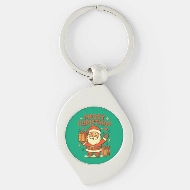 Cute Santa Claus Christmas Art –  Merry Christmas Keychain (Front)
