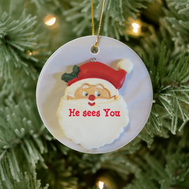 Cute Santa Claus Christmas Ceramic Ornament (Tree)