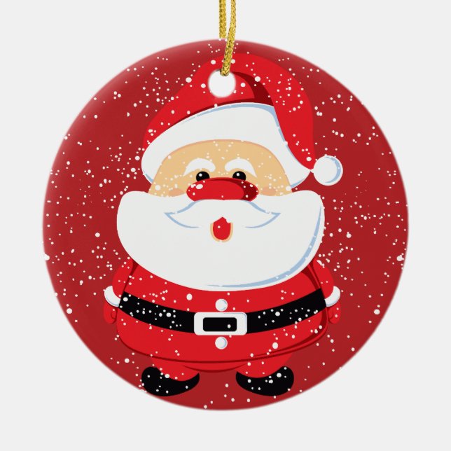 Cute Santa Claus Christmas custom Ceramic Ornament (Front)