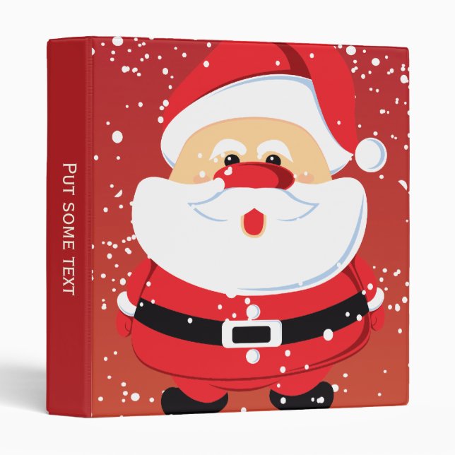 Cute Santa Claus Christmas holiday red Binder (Front/Spine)