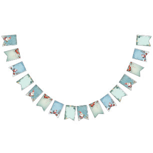 Cute Santa Claus Christmas Party Invitation Bunting Flags