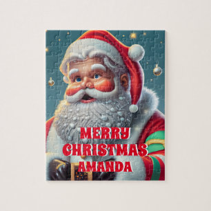Cute Santa Claus Christmas Personalized Kids  Jigsaw Puzzle
