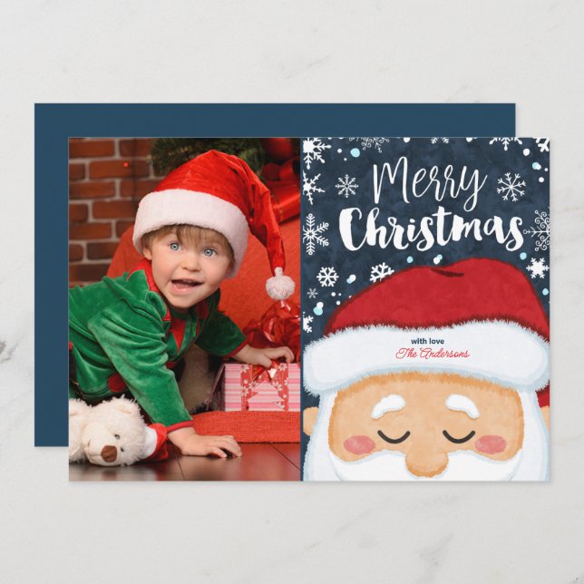 Cute Santa Claus Christmas Photo Greeting Card (Front/Back)
