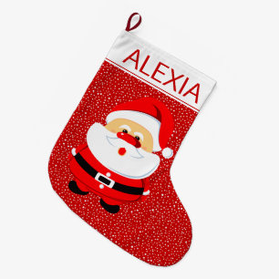 Cute Santa Claus Christmas red and white Large Christmas Stocking