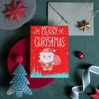 Cute Santa Claus Christmas Red Postcard