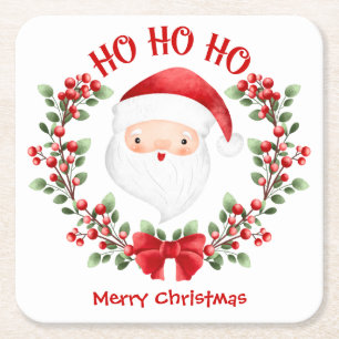 Cute Santa Claus Christmas Square Paper Coaster