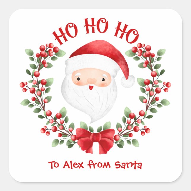 Cute Santa Claus Christmas Square Sticker (Front)