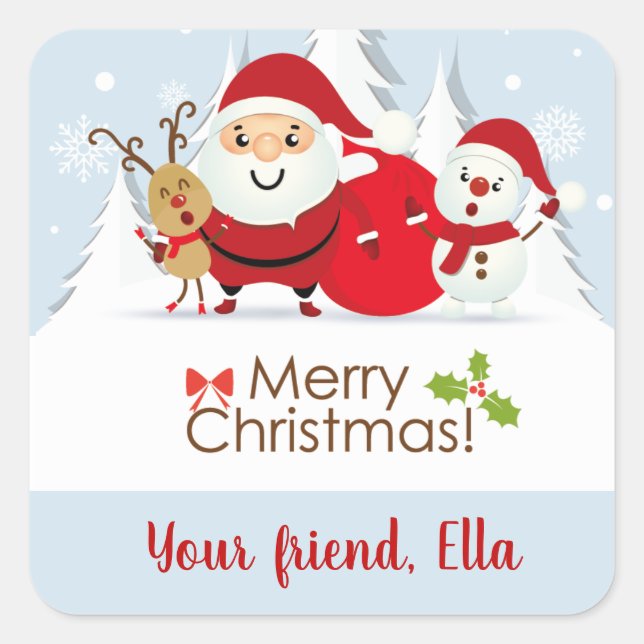 Cute Santa Claus christmas stickers (Front)