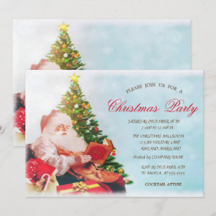Cute Santa Claus,Christmas Tree Corporated Party Invitation