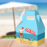 Cute Santa Claus Custom Beach Christmas Party Favor Box<br><div class="desc">This cute custom Christmas in July party favour box makes perfect summer party decor for a beach bash or pool gathering. Make it a fun north pole themed extravaganza with Santa Claus in his swimming trunks next to a red and white striped beach umbrella and gifts. I've never seen Mr....</div>