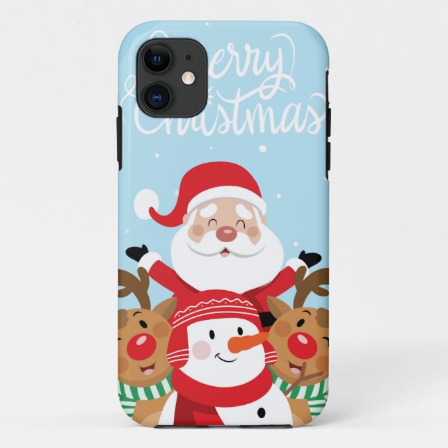 Cute Santa Claus, deer and snowman Case-Mate iPhone Case (Back)