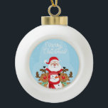 Cute Santa Claus, deer and snowman Ceramic Ball Christmas Ornament<br><div class="desc">santa claus reindeer reindeer, 
lovely art colourful comic , 
snowflake drawing title joy , 
nose man frozen friends , 
cheerful kids happiness animal , 
fun winter funny red , 
cartoon xmas snow illustration , 
holiday merry character snowman , 
deer happy cute christmas , 
reindeer santa claus reindeer , </div>
