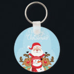 Cute Santa Claus, deer and snowman Keychain<br><div class="desc">santa claus reindeer reindeer, 
lovely art colorful comic , 
snowflake drawing title joy , 
nose man frozen friends , 
cheerful kids happiness animal , 
fun winter funny red , 
cartoon xmas snow illustration , 
holiday merry character snowman , 
deer happy cute christmas , 
reindeer santa claus reindeer , </div>