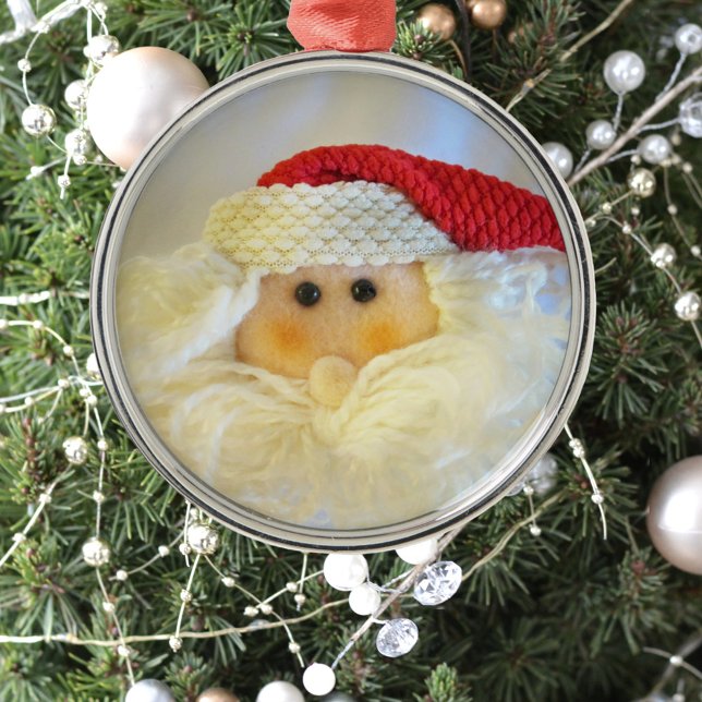 Cute Santa Claus Face Christmas Metal Ornament (Creator Uploaded)