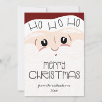 Cute Santa Claus Face Ho Ho Ho Merry Christmas