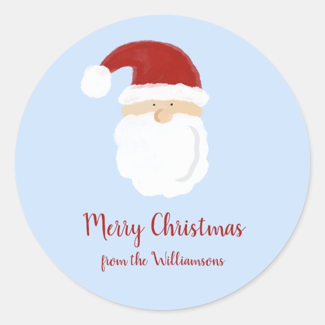 Cute Santa Claus Face Holiday Christmas Gift Classic Round Sticker (Front)