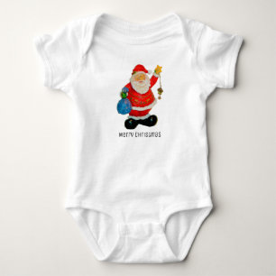 Cute Santa Claus Father Christmas with Bag Baby Bodysuit
