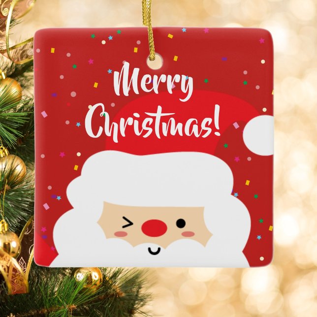 Cute Santa Claus Frame | Family Keepsake Photo Ceramic Ornament (Creator Uploaded)