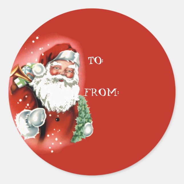 Cute Santa Claus Gift Tag Stickers (Front)