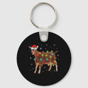 Cute Santa Claus Goat Christmas Tree Lights Xmas F Keychain
