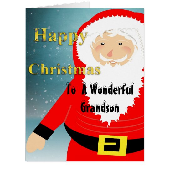 Cute Santa Claus Happy Christmas Grandson Cards