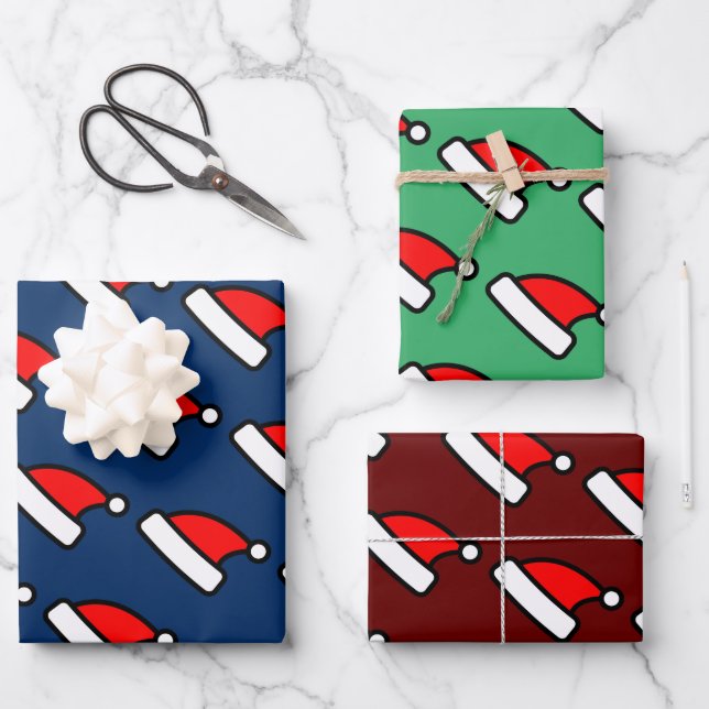Cute Santa Claus hat pattern custom colour Wrapping Paper Sheet (Front)