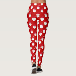 Cute Santa Claus Head Christmas Pattern Long Leggings