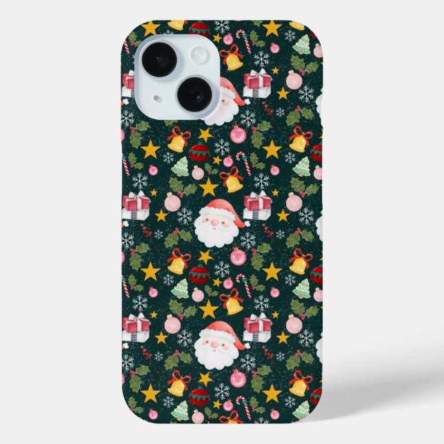 Cute Santa Claus Holiday Seamless Pattern Case-Mate iPhone Case (Back)