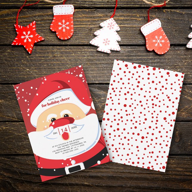 Cute Santa Claus in red Christmas holiday party Invitation (Creator Uploaded)