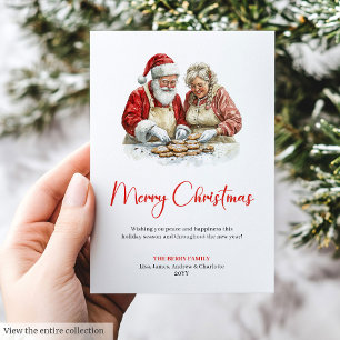 Cute Santa Claus Kids Stylish Red Green Greeting  Holiday Card