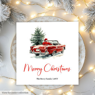 Cute Santa Claus Kids Watercolor Holiday Napkins