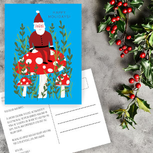 Cute Santa Claus Magical Mushrooms CUSTOM Holiday Postcard