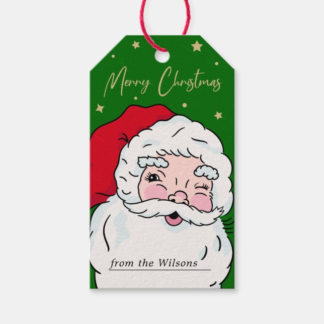 Cute Santa Claus Merry Christmas Gift Tag (Front)