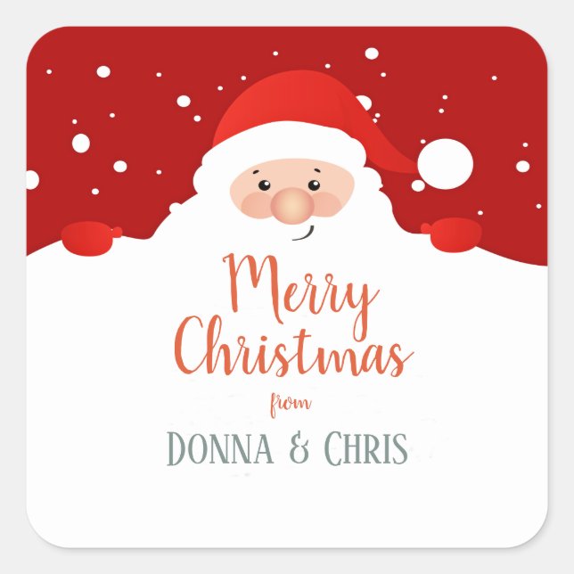 Cute Santa Claus - Merry Christmas  – Personalized Square Sticker (Front)