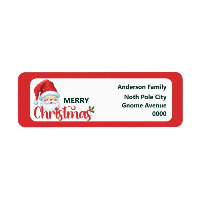 Cute Santa Claus Merry Christmas Return Address (Front)