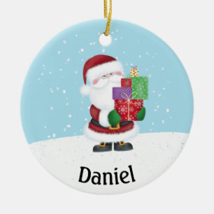 Cute Santa Claus Personalized Christmas Ceramic Ornament
