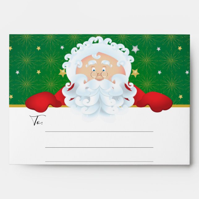 Cute Santa Claus Personalized Holiday Envelope (Front)