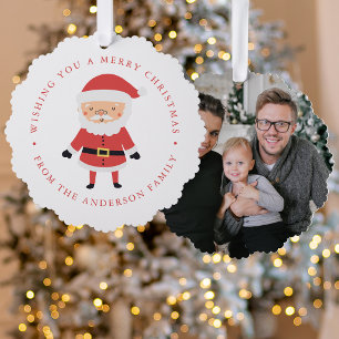 Cute Santa Claus Photo Holiday Ornament Card